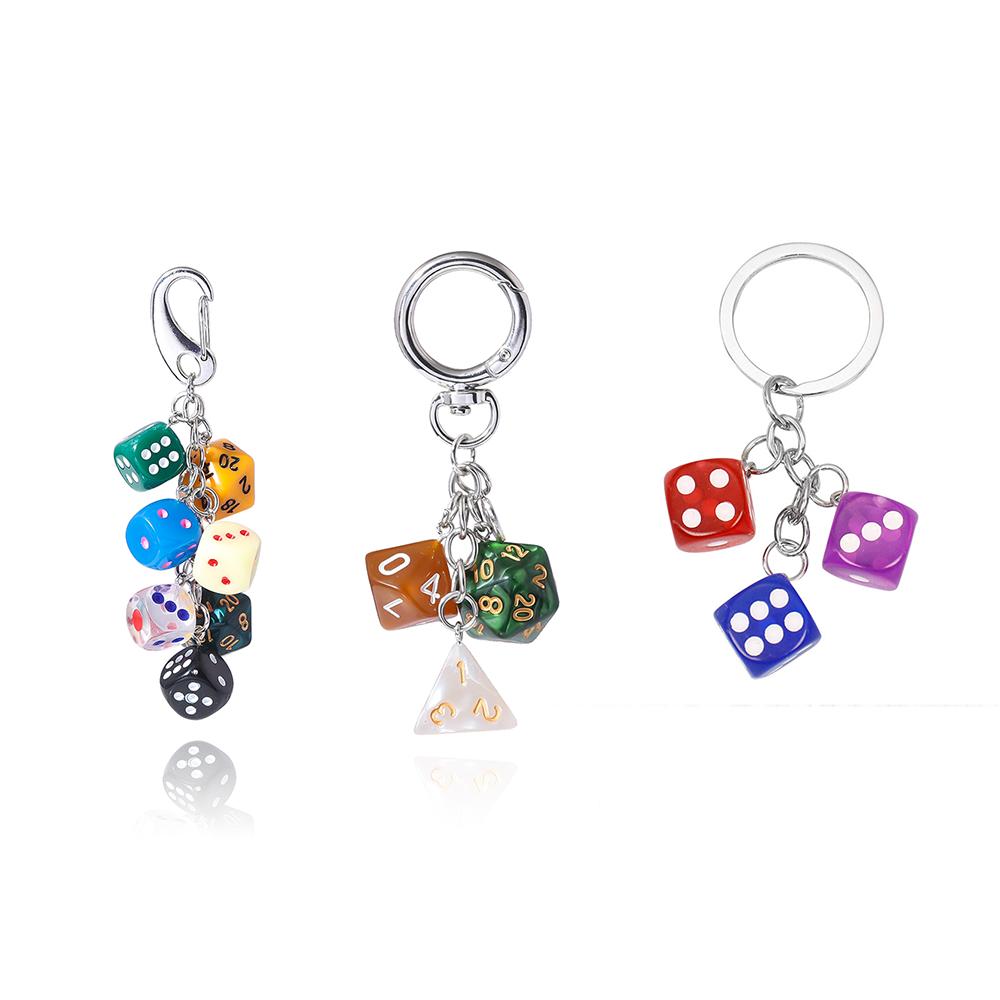 

2Pcs/Set Fashion Irregular Dice Keychain Pendant Novelty Funny Car Keyring Exquisite Backpack Decoration Accessories Gifts