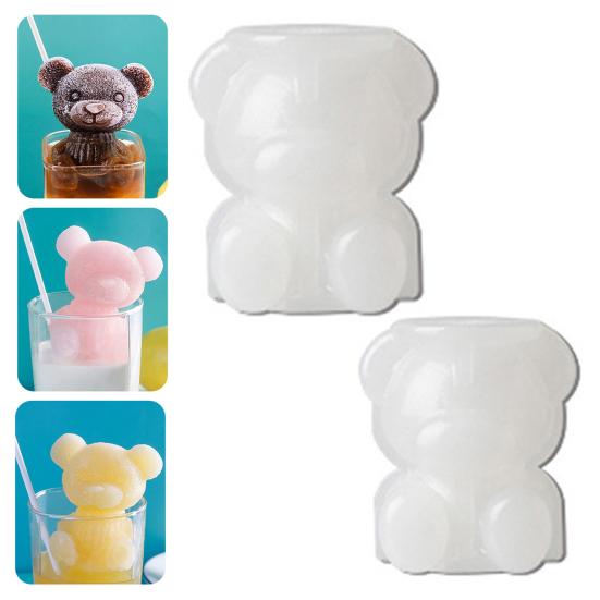 Ice Cube Mold Bear Shape Silicone Ice Tray for Coffee Milk Tea Juice Cocktails BPA-Free Food Grade Soft Cute Ice Cube Maker