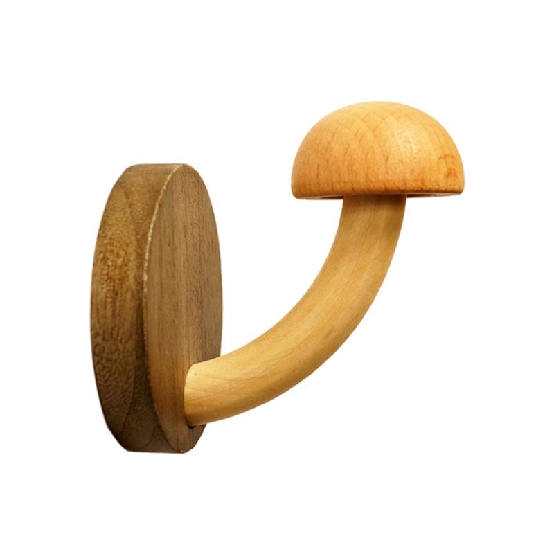 

Mushroom Wood Hook Coat Hat Hanger Punch-free Wall Door Key Holder Hooks Multipurpose Bathroom Towel Cloth Storage Hook
