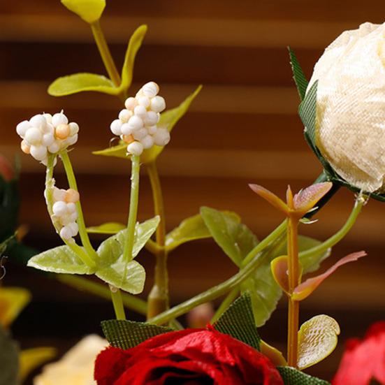Artificial Roses Bunch Reusable Fake Flowers Maintenance-Free Faux Rose Bundle for Table