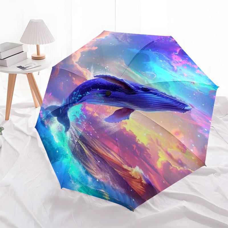 

1pc Whale Dreams Outdoor Umbrella - Automatic Opening/Closing, Portable 3-Fold Design with 8-Bone Iron Frame, Perfect Gift for Fans and Travelers.L009