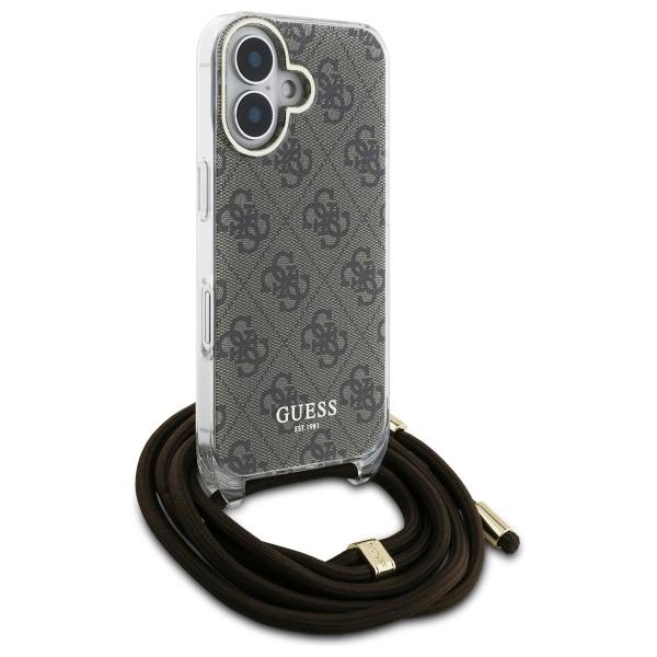 Guess Guhcp16Shc4Sew Iphone 16 6.1      Brązowy/Brown Hardcase Crossbody Cord 4G Print