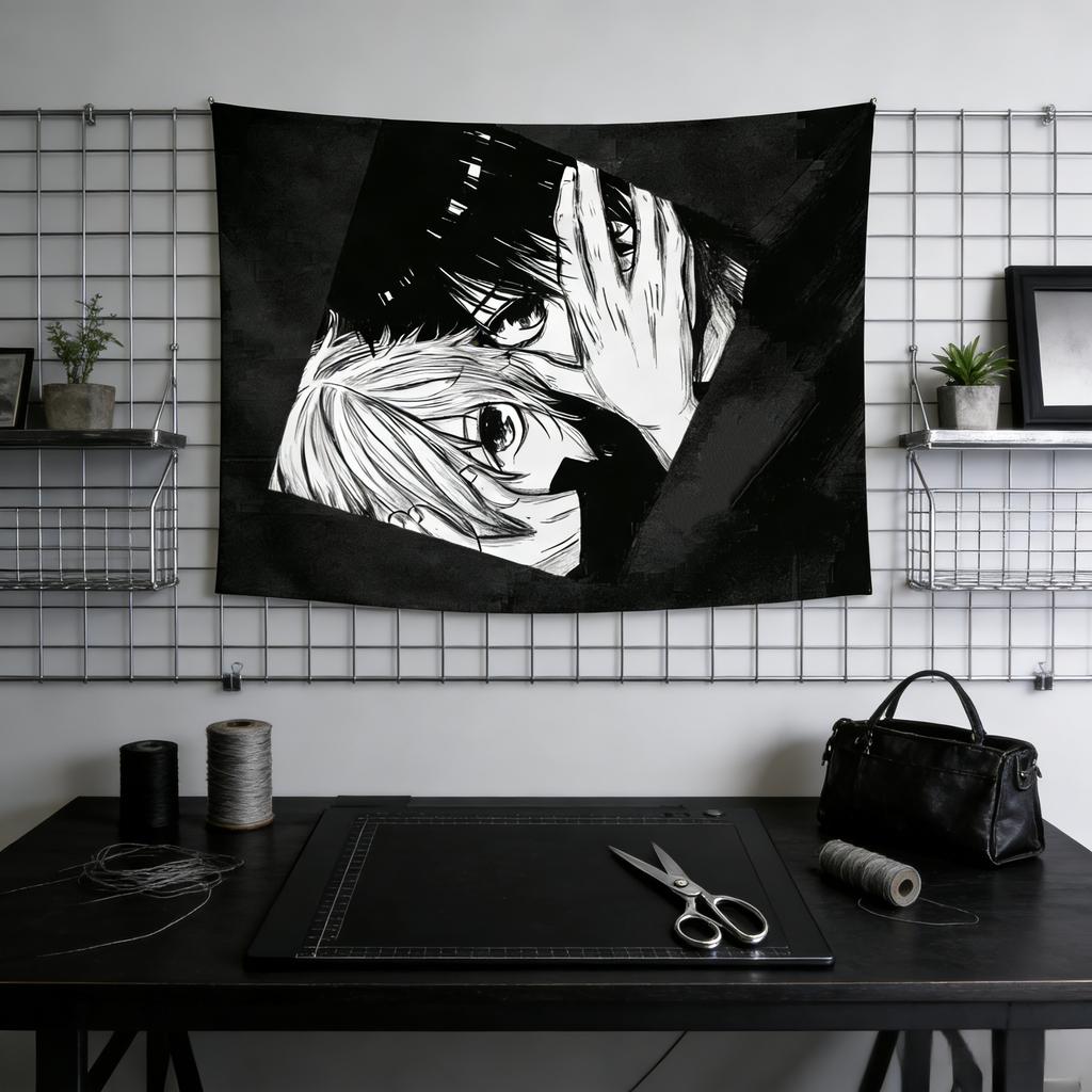 Dark Aesthetic Wall Tapestry for Teen Room Grunge Ins Style Gothic Decor for Boys Bedroom Feature Wall