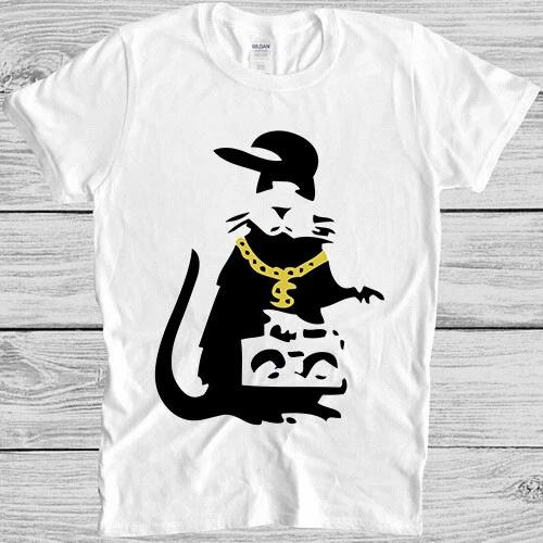 Banksy Gangsta Rat Art Drawing Top Funny Meme Gift Tee T Shirt M1164 M