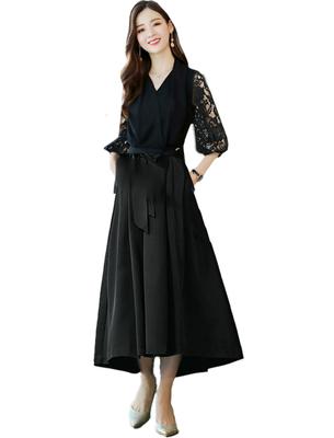 Natusee Lace Sleeve Perfect for and Plus Size Women's Dress, Parties, Weddings, Receptions, (XL, Black)