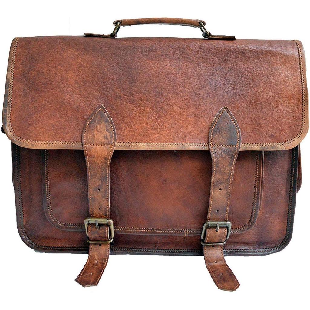 leather messenger bag laptop case office briefcase gift for men computer distressed shoulder bag