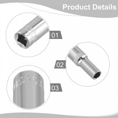 Longer Lifetime Socket Wrench Silver 1/4inch 4-14mm Brand New