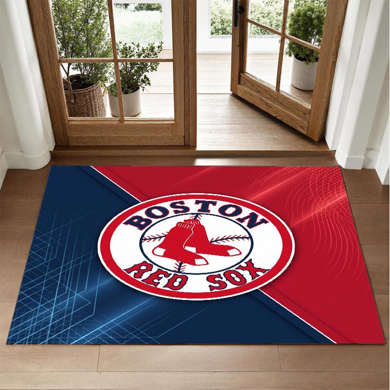 Boston Red Sox Design Crystal Velvet Rug Soft Decorative Mat for Bedroom Entrance