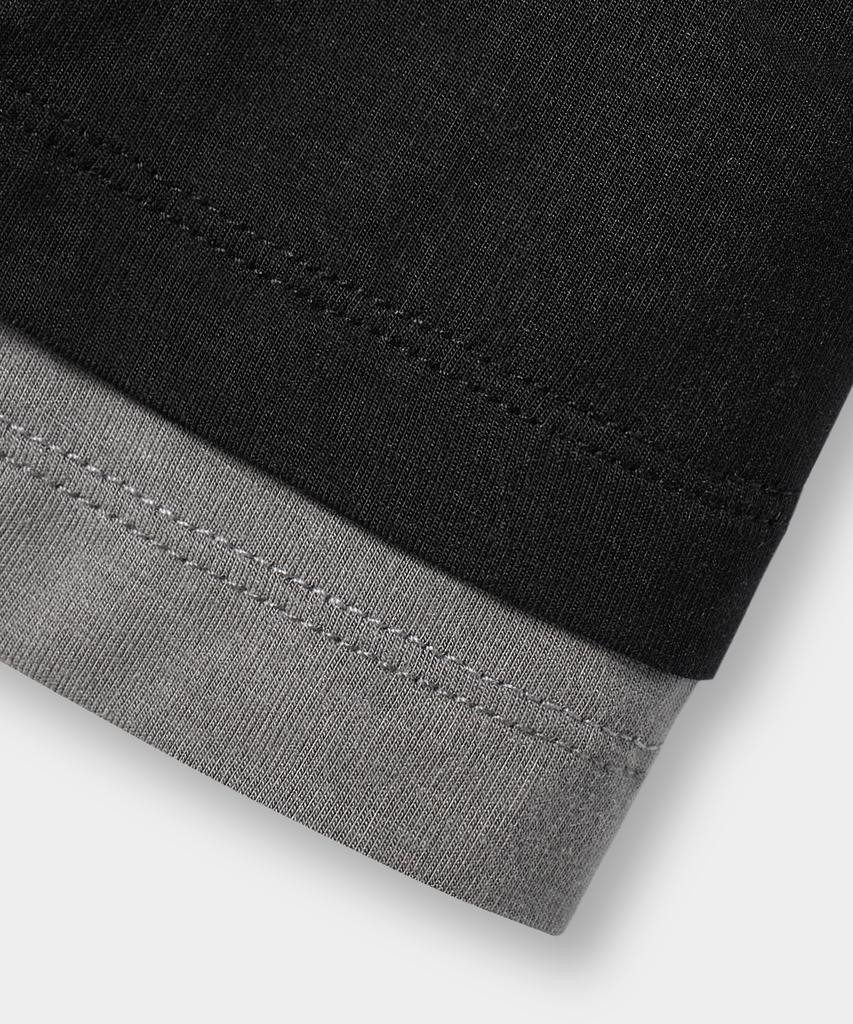 Yujen Button Slit Layered Long Sleeve T-Shirt_Black & Charcoal