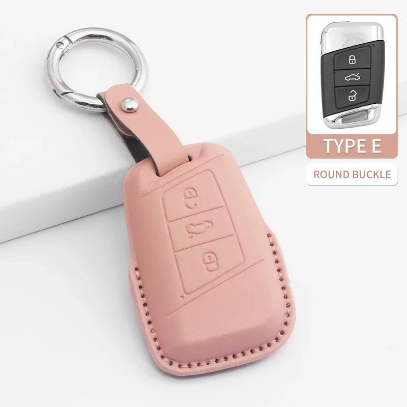 Car Key Cover For VW Volkswagen MK7 Golf 7 Passat Tiguan MK2 For SEAT Ateca Leon FR 2 PU Car Key Protector Shell Accessories