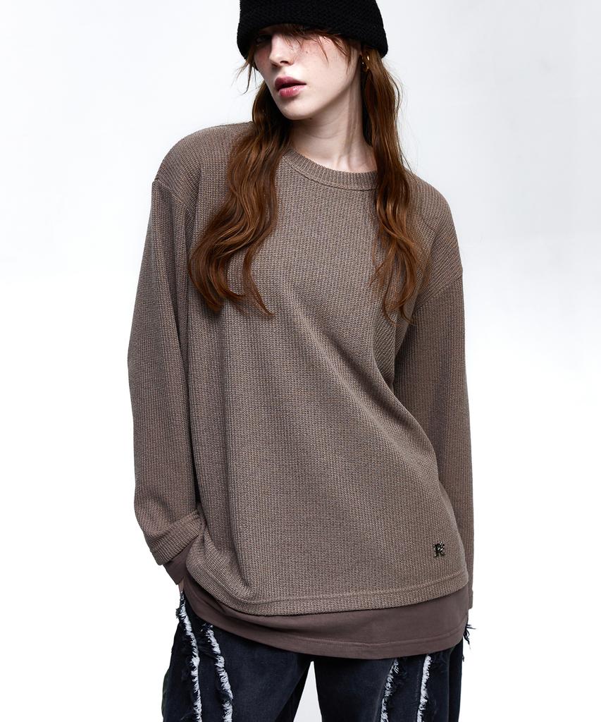 Aleseueseussi Layered Crew Neck Knit - Brown