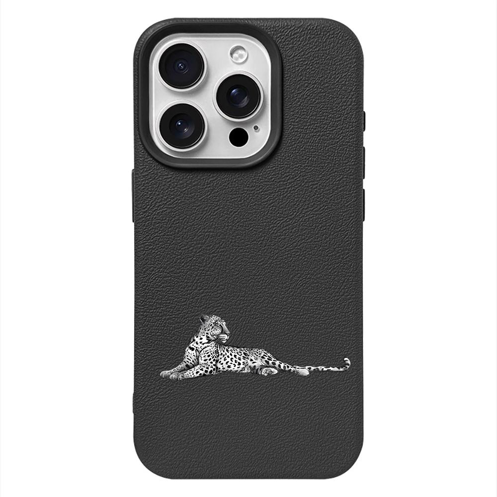 

Black Mint Leopard Print Stylish Phone Case For Iphone 17 Air 16 16e 15 14 13 12 11 Pro Max Anti-Fingerprint Protective Cover iphone 15