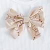 2PCS Baby Girl Puff Sleeve Ribbed Top & Bow Print Pleated Skirt Set, Cute Daily Outfit