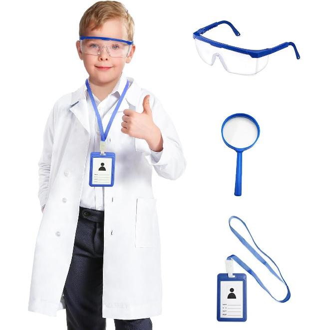 Lab Coat for Kids - White Doctor Coat with Stethoscope Toys Kids Vet Coat, Doctor Dress Up Costume for Toddler Boys Girl