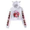 Women Crop Top Hoodie Casual Long Sleeve Hazbin Hotel Cartoon Print Hooded Short Sweatshirt Sexy Crop Sweaters