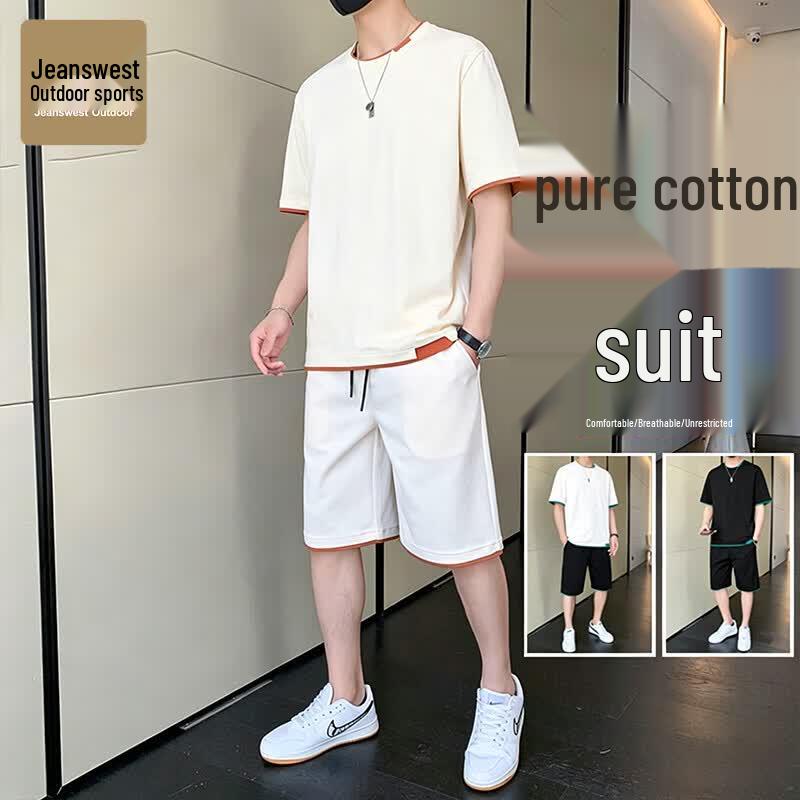 Men s JEANSWEST Outdoor Short Sleeve T-Shirt & Shorts Set XL