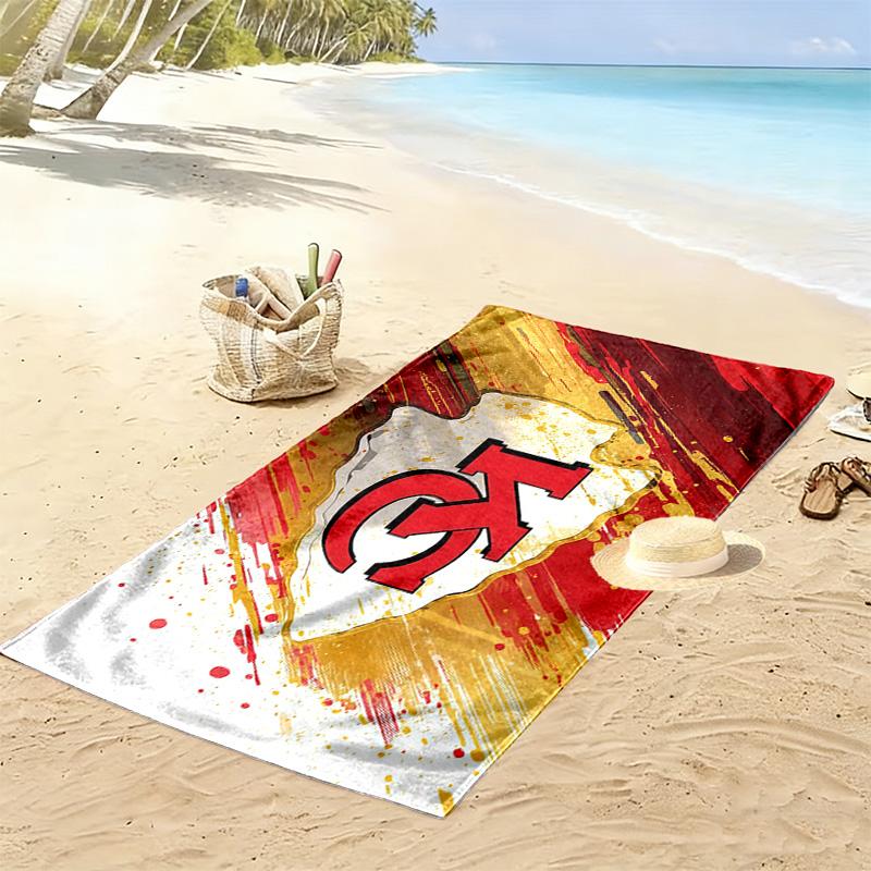 Kansas City Chiefs2 Print Beach Towel, Large Soft Quick Dry Towel for Beach Camping Swimming