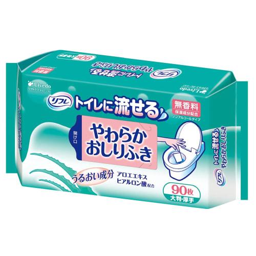 Refre Flushable Soft Baby Wipes, 90 sheets, for care