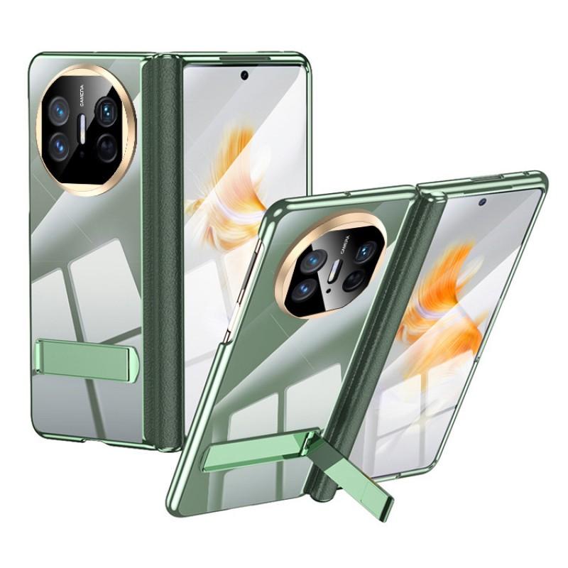 Mate X5 Full Coverage TPU Case With Built-in Screen Film Electroplated Transparent Hinge Protection Stand Cover