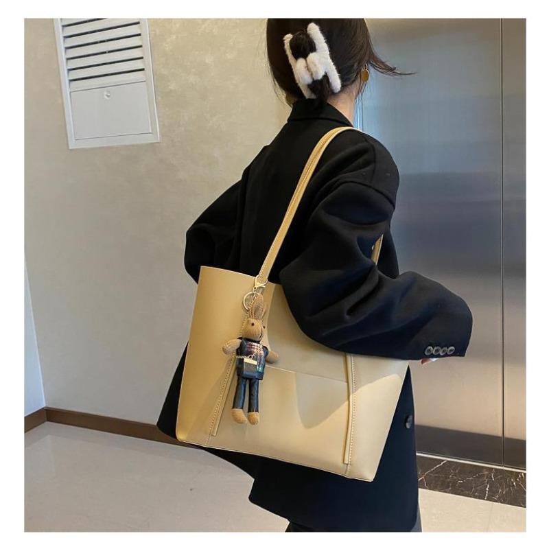 Simple Large Capacity Faux Leather Tote Bag Street Style Commuter Shoulder Handbag KTB