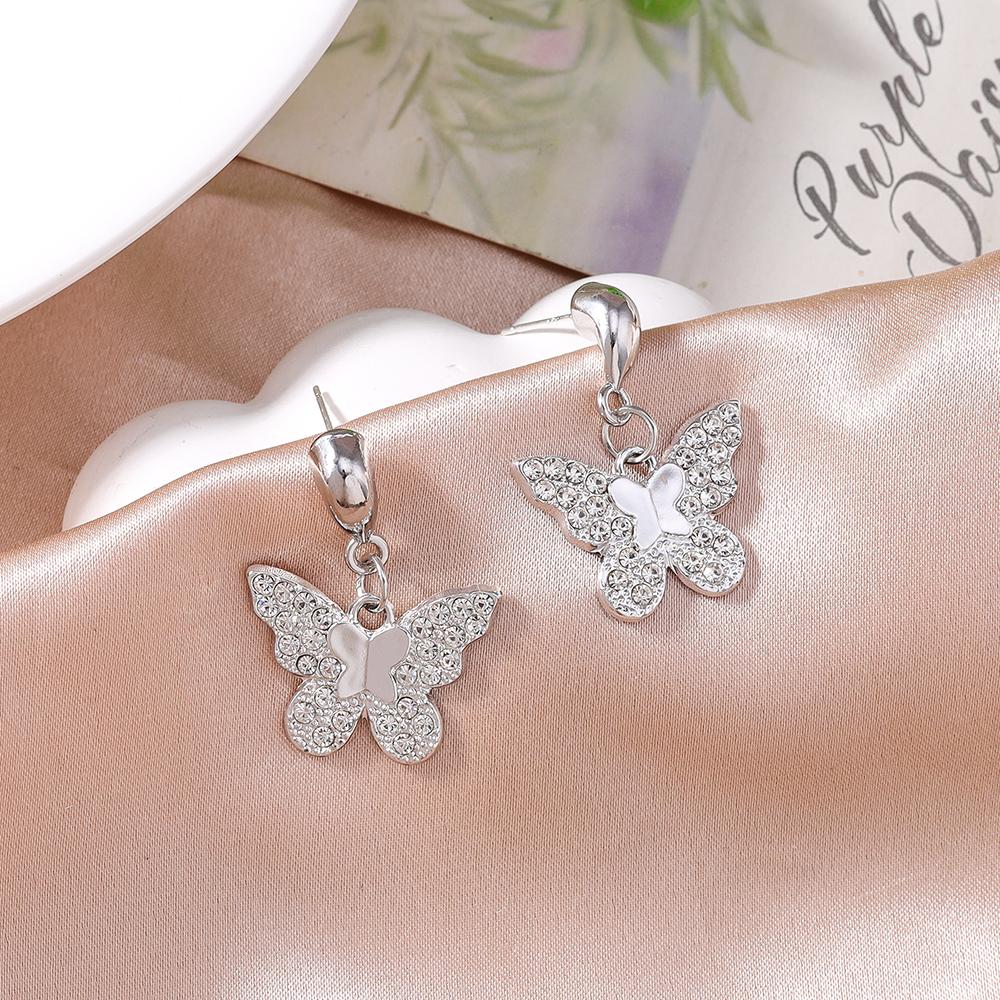 Luxury Rhinestone Geometric Earrings for Women Girls Butterfly Dangle Earrings Wedding Party Jewelry Gift