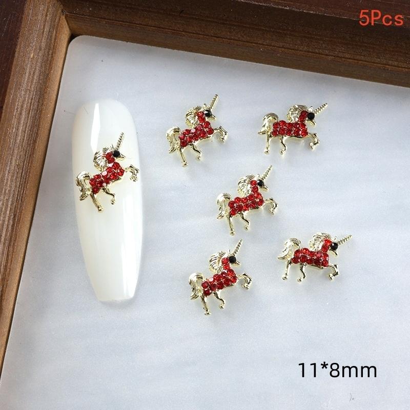 10 Stück Legierung Pony Nagelkunst-Anhänger 3D Kleines Pferd Nagelzubehör DIY Schmuck Maniküre Dekoration Jahr des Pferdes Nagelbastelarbeiten