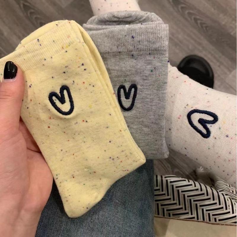 Female Spring and Autumn New Love Lovely All Match Cartoon Tube Pile Socks