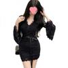 Plus Size Lace Patchwork Flare Sleeve Bodycon Dress for Women - Slimming Autumn/Winter Style