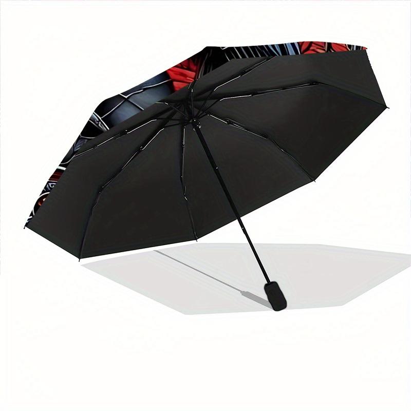 1pc Raven Skull Stained Glass Automatic Open/close Folding Umbrella, Compact Portable Travel Umbrella, Perfect Birthday/Christmas, Cute Umbr