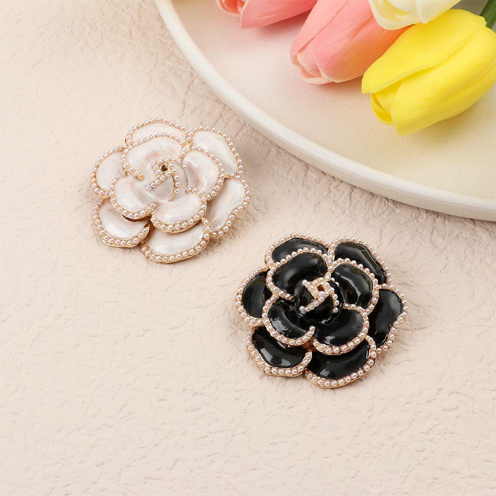 Jewelry Accessories Elegant Pin Enamel Rose Flower Brooch Alloy Coat Brooch Pearl