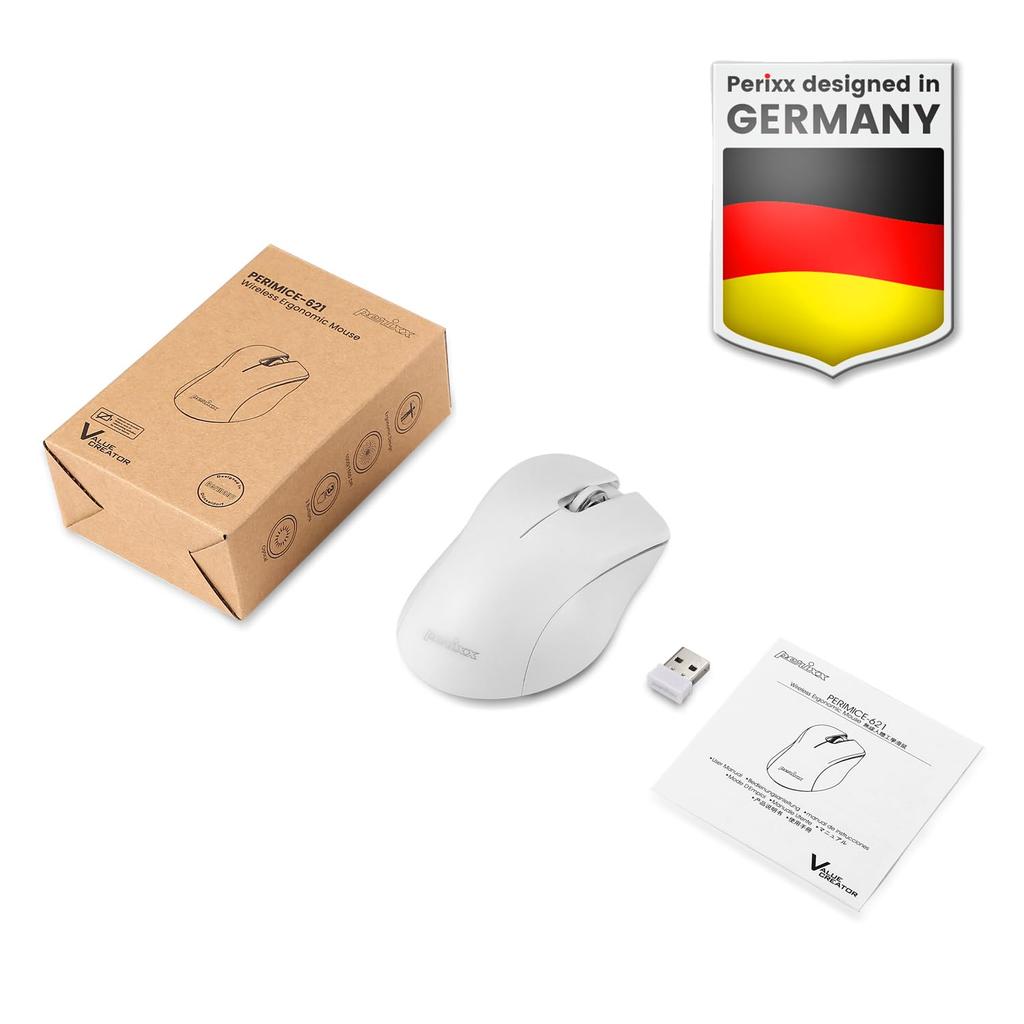 Perixx Wireless Mouse Silent Click PERIMICE-621W (2.4G, White)