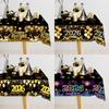 Black Gold New Year Disposable Tablecloth Happy New Year Party Decorations for Home 2026 Kitchen Dinning Plastic Table Cover
