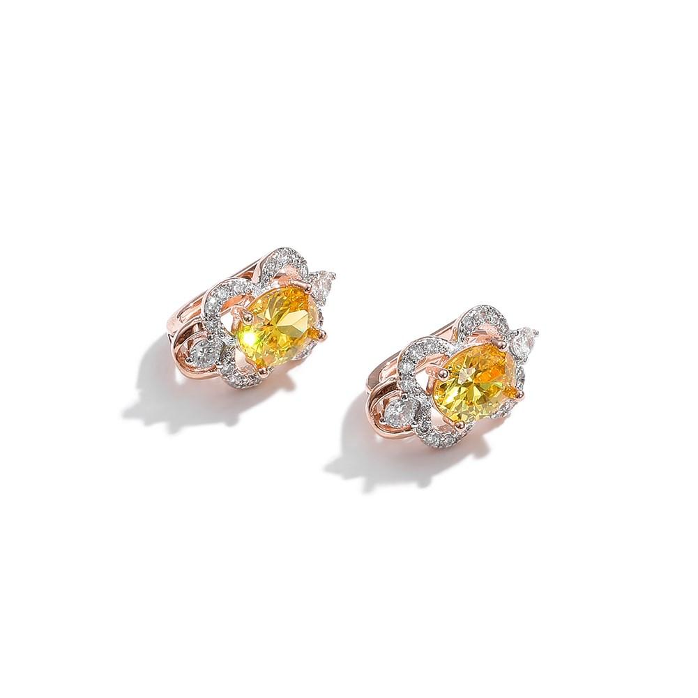 Rose Gold Color Inlaid Pale Robin Egg Blue Color Artificial Zircon Women's Earrings