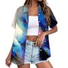 Women’s Casual Short Sleeve Button Down Shirt Summer Lightweight Beach Texture Print Relaxed Fit Top for Outdoor Activities