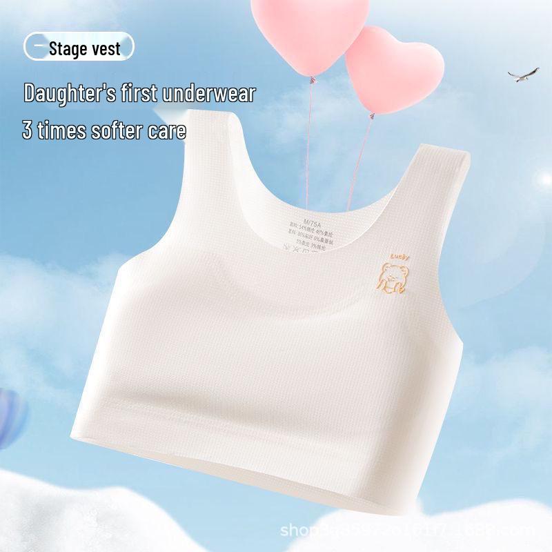 Thin Girls' Underwear for Tweens (Ages 10-13) - Anti-Nipple Protrusion Vest Style for Young Students