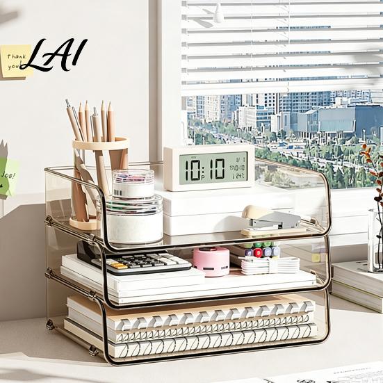 Stationery Storage Tray Clear Acrylic File Organizer Tray 1/2/3/4/5 Tier Paper Ducument Stackable Desktop Box Office Supplies Desk Rack Small