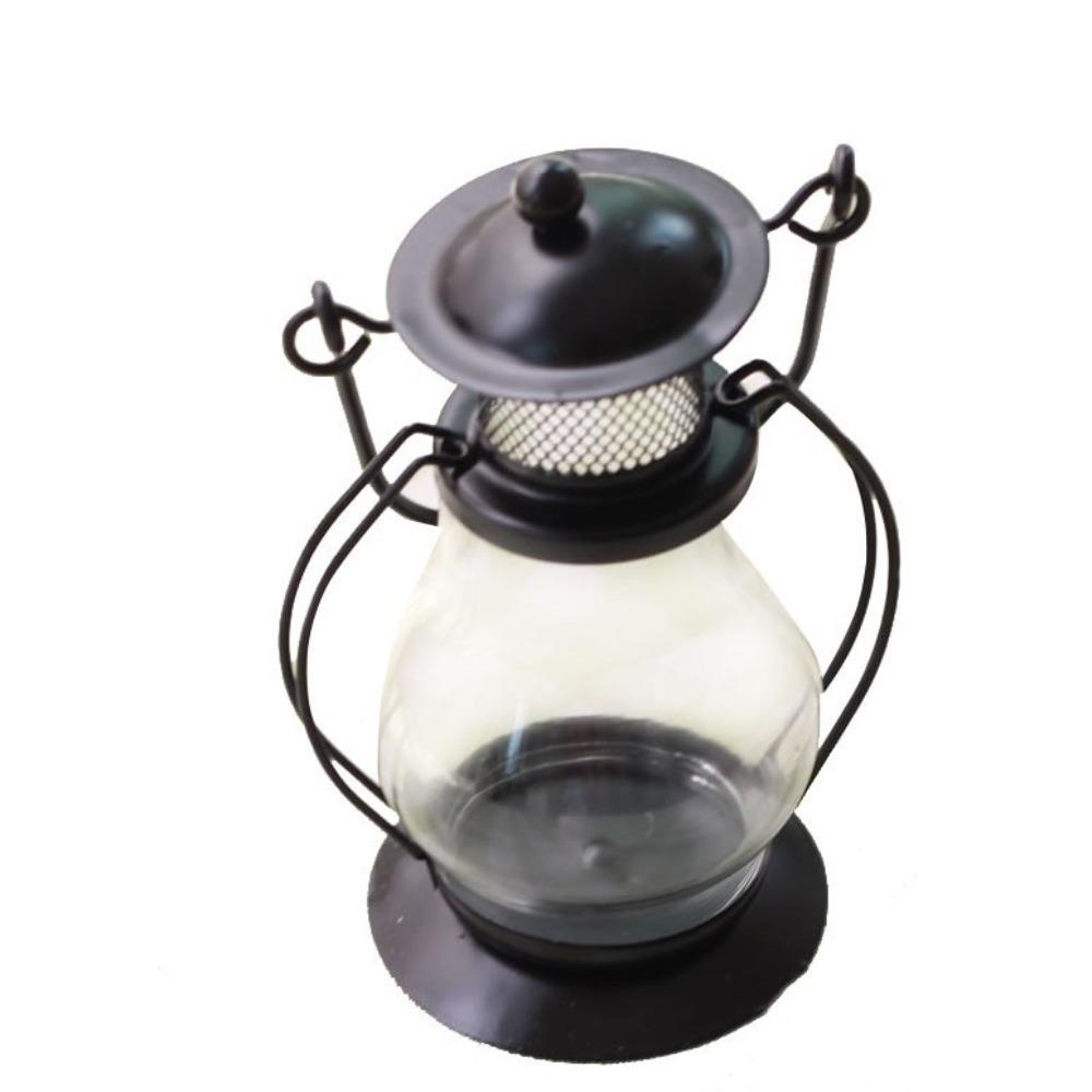 

Portable Hanging Lantern Cover Retro Windproof Lampshade Metal Candlestick Outdoor чорний