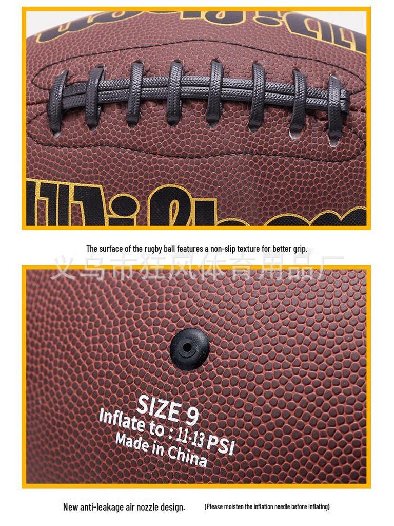 Rutschfester, verschleißfester PU American Football, Olivbraun, Größen 3, 6, 9