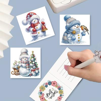 6Pcs Christmas Tree Rhinestone Painting Card Kit Diamond Daily Wish Card Diamond Painting Greeting Card for Family Friends Gift