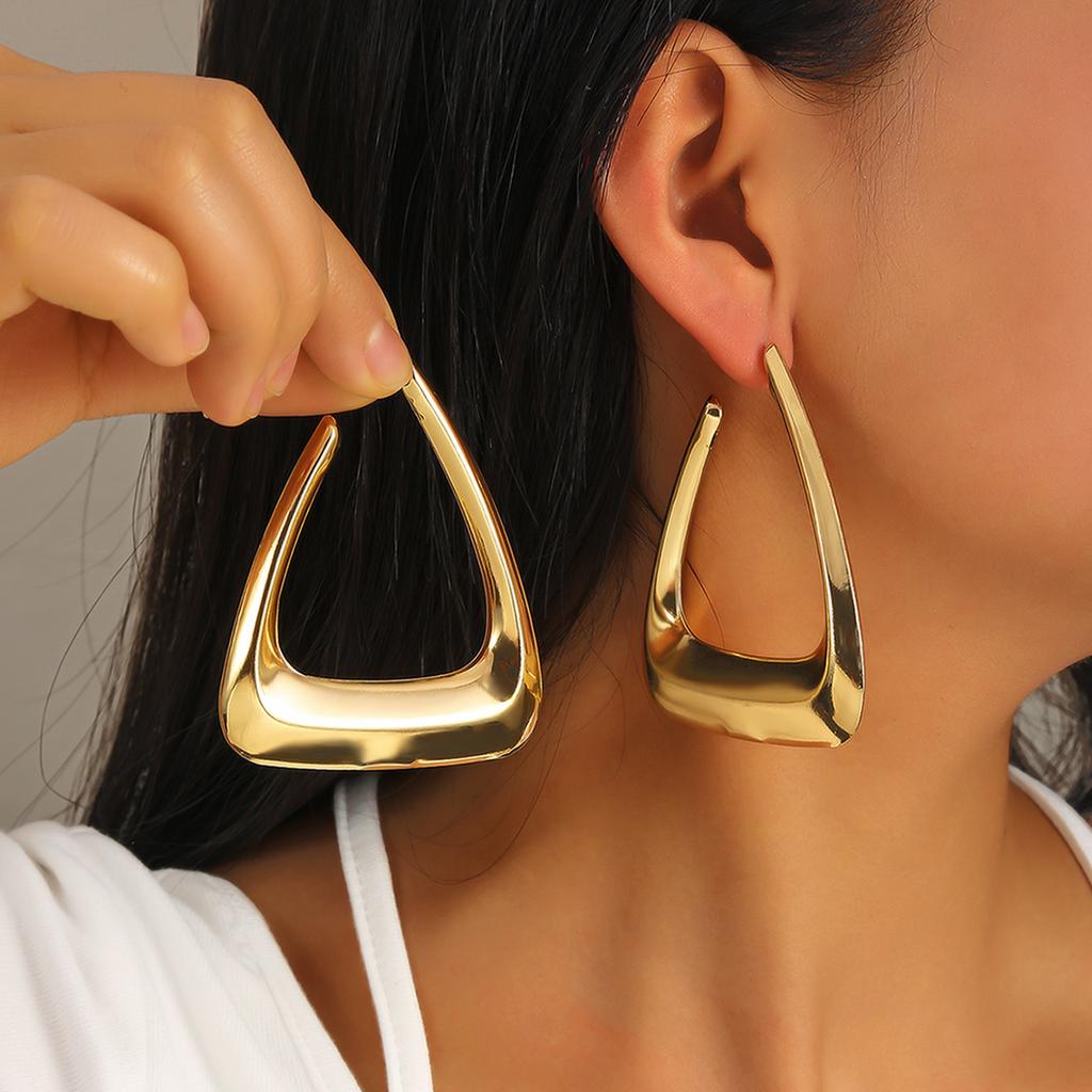 Exaggerated Irregular Geometric Hoop Earrings Fashion Simple Versatile Perfect Women's Daily Parties Dates Wearing Earrings