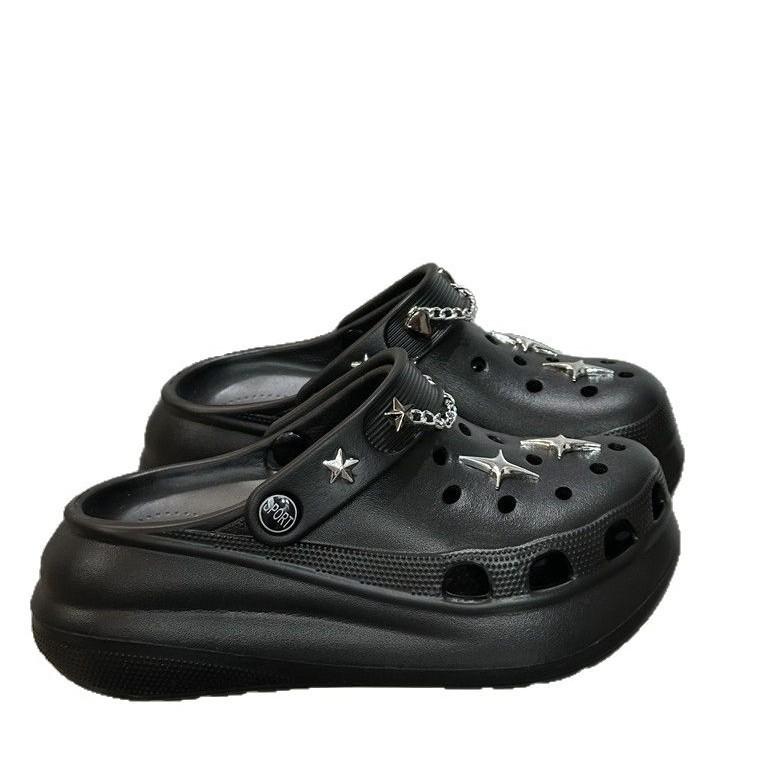 New summer hole shoes slippers women's outer wear summer thick soles go out women's bag head drag