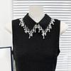 Elegant Pearls Beaded Tassels Trim Detachable Faux Collar for Women Fashionable Bib Choker Necklace Clothing Accessory