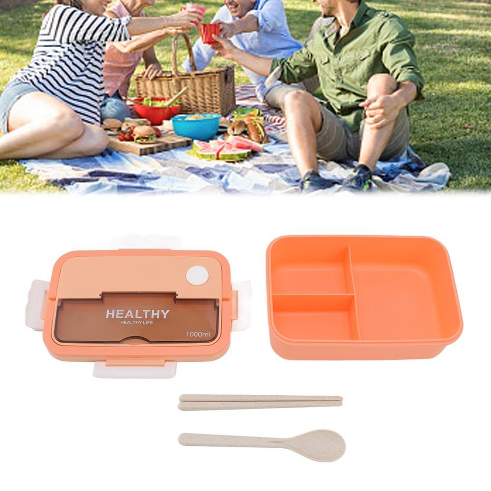 1000ml Lunch Storage Container 3 Compartment Food Container Portable Thermal Lunch Box  For Office