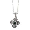 Heavy Industry Retro Personalized Green Diamond Cross Necklace Men and Women's Collarbone Chain Fashionable