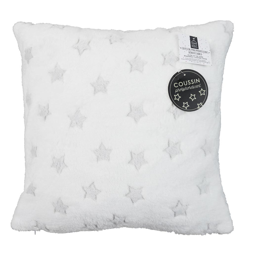 Les Trésors De Lily [A3531] – Phosphoreszierendes Samtkissen „Scarlett“, elfenbeinfarben (Sterne) - 40x40cm