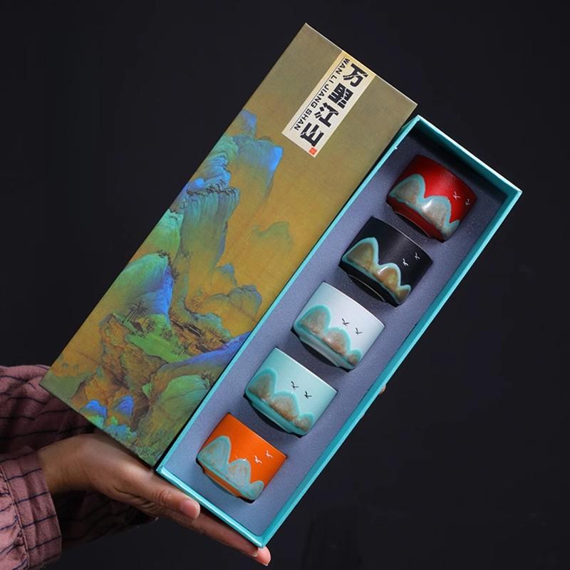 GIANXI Čínská keramická malá čajová souprava ručně malovaná špičková keramická dárková čajová souprava domov 4/5 kusů čajová souprava