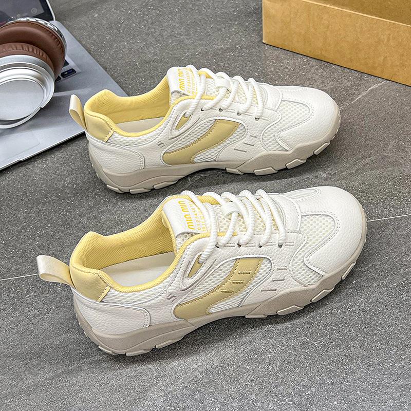 

High-quality mesh thick-soled retro German training shoes women s spring and summer new Forrest Gump shoes lightweight and breathable sports and leisu 35 жёлтый