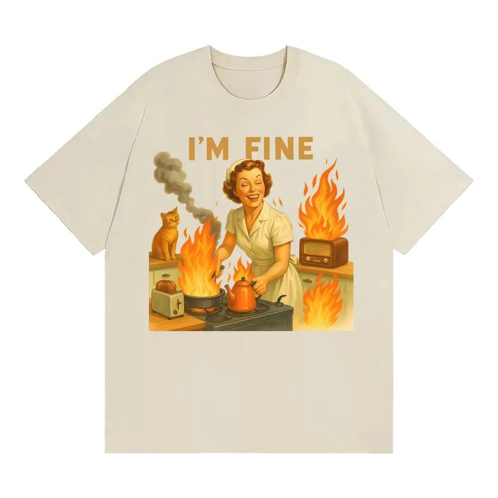 

Im Fine Retro Funny Housewife Pattern Emoji Tshirt Fashion Gothic High Street Tshirt for Women Graphic Tshirts Personality 4XL
