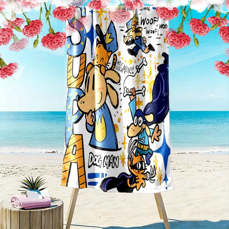 Dog Man Print Beach Towel, Large Soft Quick Dry Towel for Beach Camping Swimming