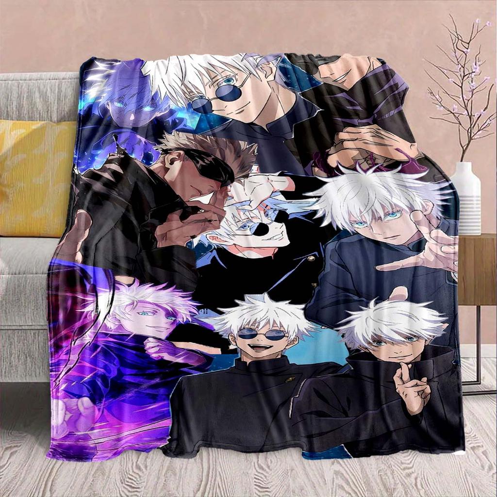 Jujutsu Kaisen Flannel Pattern Blanket Warm Soft Throw Lightweight Plush Sofa Bed Home Decor -QJY